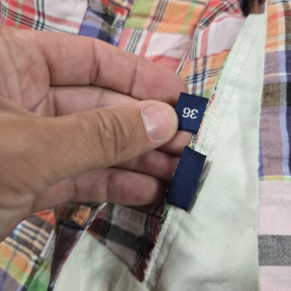 Polo Ralph Lauren Shorts Mens 36 Madras Patchwork Plaid Cotton Bermuda Golf